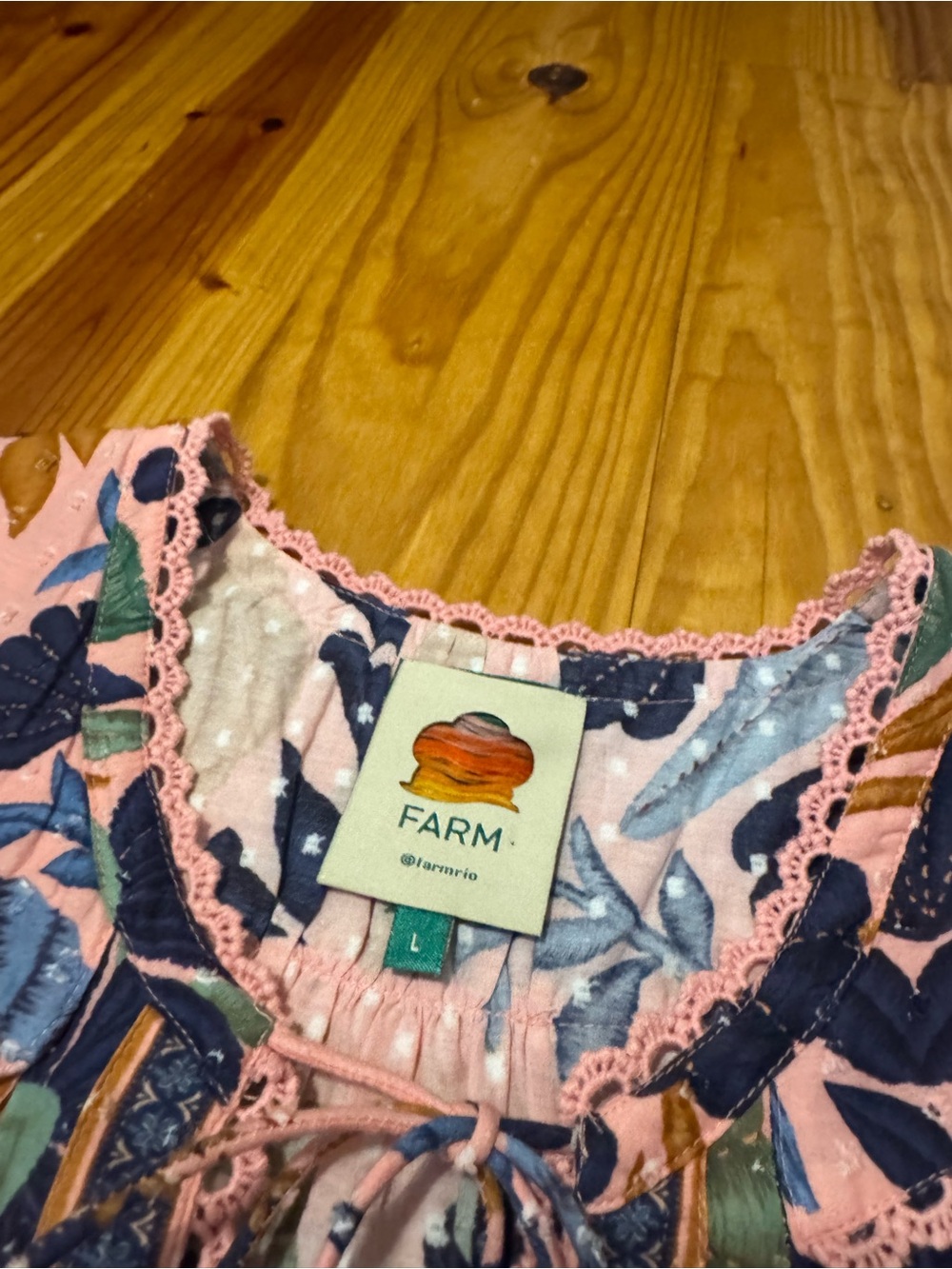 Farm Rio Seashell Tapestry Pink Cotton Mini Dress Women’s Large - Picture 7 of 16